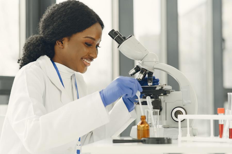Woman scientist working in a food testing lab