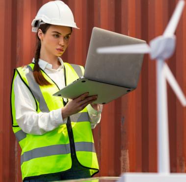 Colleague working on a solar farm 